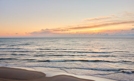 Baltic sea shore at sunset.の写真素材
