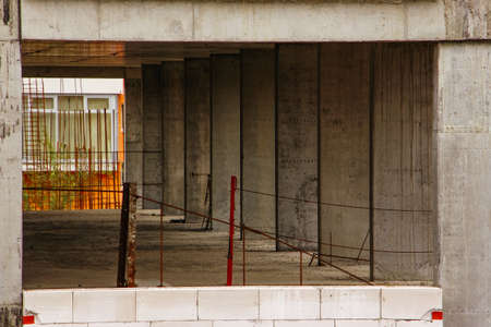 Construction building new house in the city from beton and bricksの写真素材