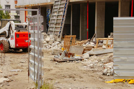 Construction building fence house in the cityの写真素材