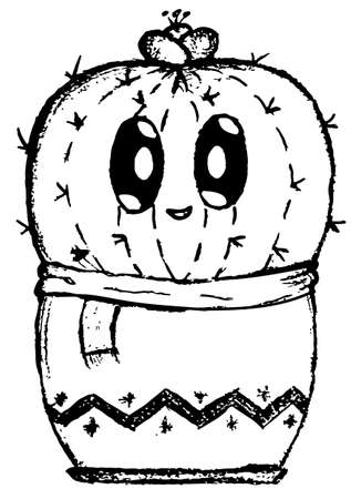 Cute shy cactus cartoon iconのイラスト素材
