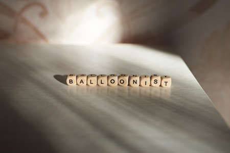 Balloonist word is made with wooden cubesの写真素材