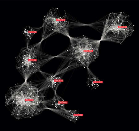 Big data creative visualization. Cluster computing concept. Information clustering representation....