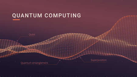 Quantum computing abstract concept. Spatial flowing dataのイラスト素材