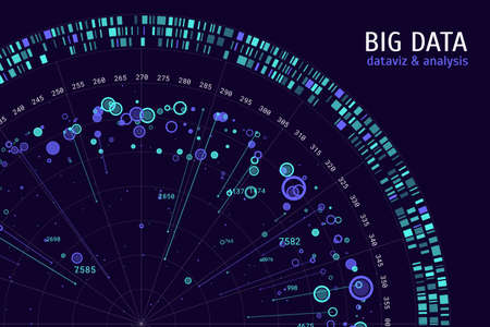 Big data concept visualization. Abstract data diagram. Complex information radial representation. Visual big data analysis. Science background.のイラスト素材