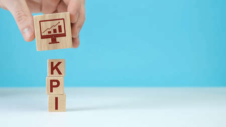 Wooden blocks with the word KPI - key performance indicator.の写真素材