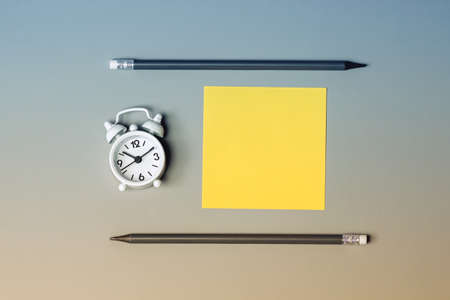 Close up of blank note on the table. Top viewの写真素材