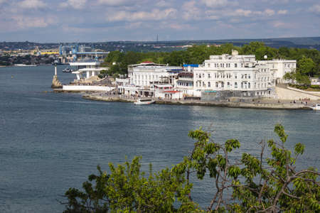 View of the embankment and sea of ââthe city of Sevastopol on a sunny summer day. Tourist attractions of Crimeaの写真素材
