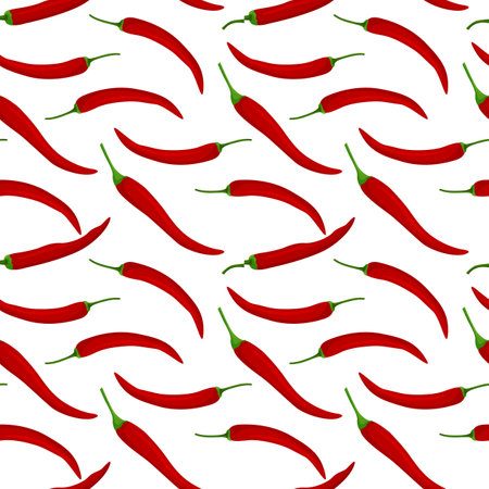 Vector seamless chili pepper pattern. An idea for decors, decorations, wallpapers, gifts, food themes.のイラスト素材
