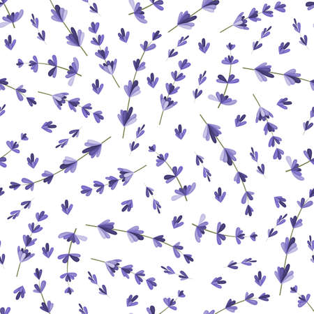Seamless pattern with lavender branches. Background for packaging, textiles, printing products with a delicate floral pattern. Vector illustration.のイラスト素材