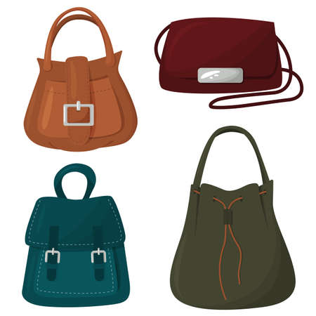 Vector set of women's handbags. Women's bag. Flat design, vector illustration.