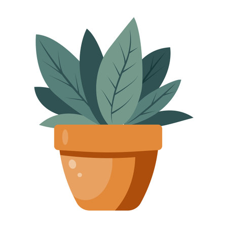 Houseplant in a clay pot.のイラスト素材
