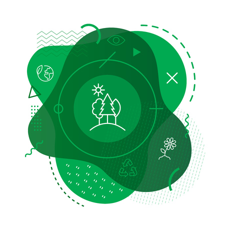 Green forest icon on modern backgroundのイラスト素材