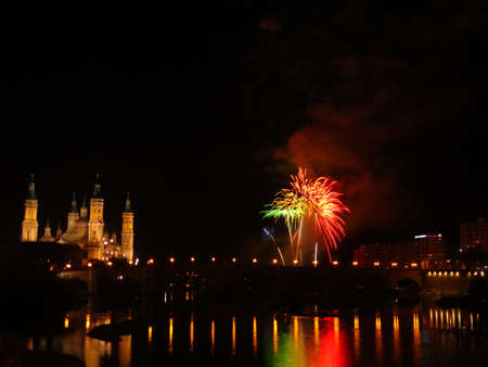 Colourful fireworks in Zaragozaのeditorial素材