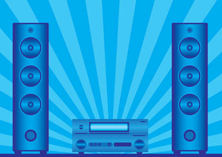Two loudspeakers and the receiverのイラスト素材