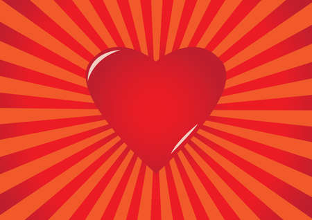 Red heart on striped backgroundのイラスト素材