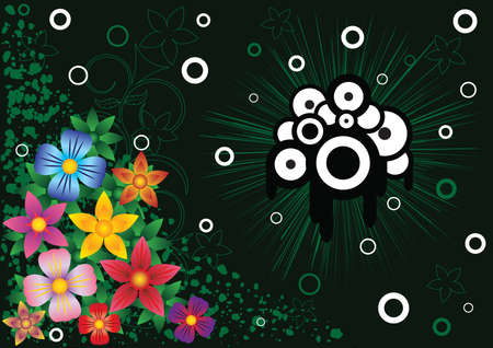 Background with colorful flowers and a speakersのイラスト素材