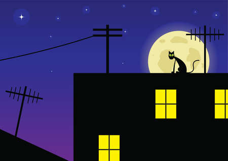 Cat on a roofのイラスト素材