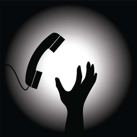 Conceptual image of the handset and handのイラスト素材