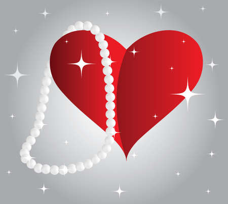 Heart with a pearl necklaceのイラスト素材