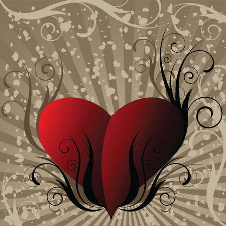 Beautiful background with red heartのイラスト素材