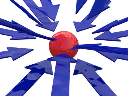 The set of arrows aimed at the ballの写真素材