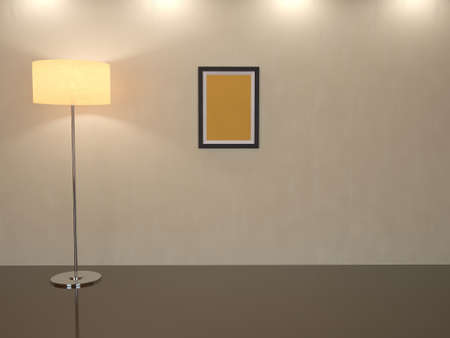 Room with a high floor lamp on a floor