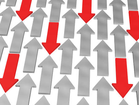 Red and gray arrows on white background