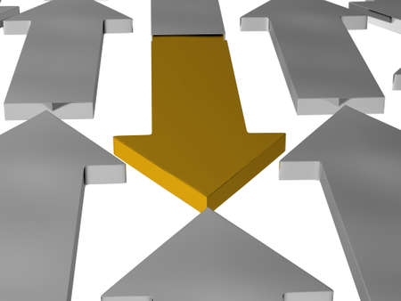 Yellow and gray arrows on a white background