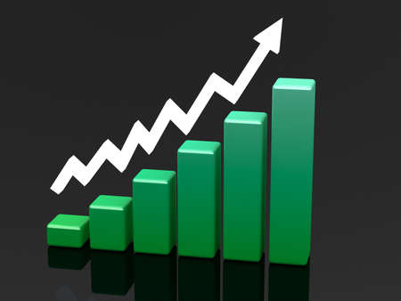 Bright green graph on a black backgroundの写真素材