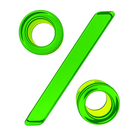 Glass percent sign on a white backgroundの写真素材