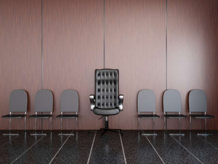 Chairs near a wall in a lobbyの写真素材