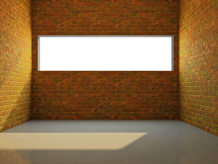 Empty room with brick wall and a windowの写真素材