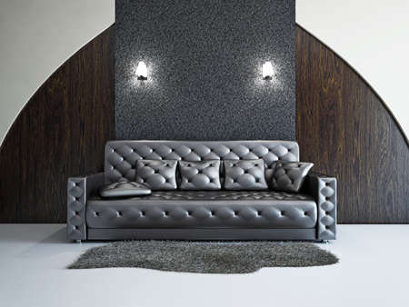 Livingroom with sofa near the wall