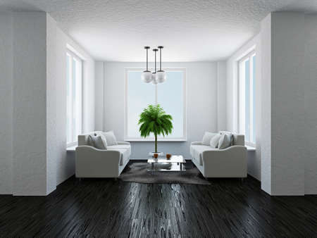 The hall with  two sofas  and plant 