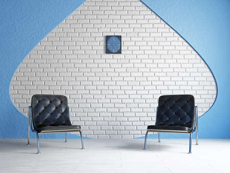 Livingroom with armchairs near the wallの写真素材