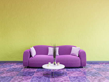 Livingroom  with sofa near the concrete wallの写真素材