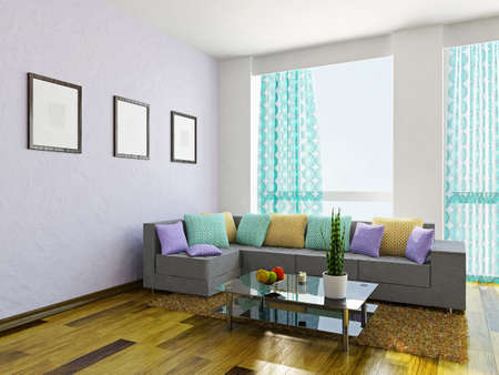 Livingroom with a sofa and a glass table