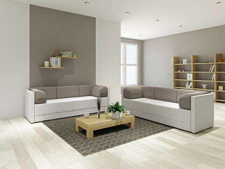 Sofas and a wooden table in the livingroom