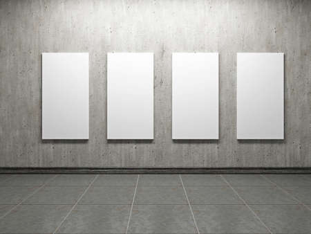 Empty white pictures on the old wallの写真素材