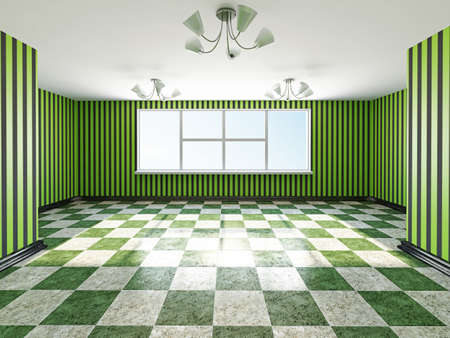 The empty room with green wallpaperの写真素材