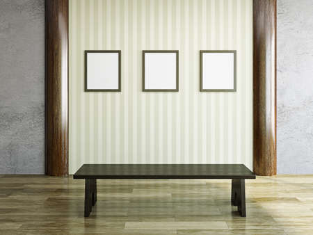 Gallery with blank pictures on the wallの写真素材