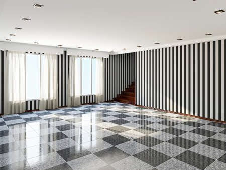 The big empty room with windowsの写真素材