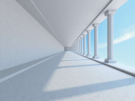 A long corridor with big columnsの写真素材