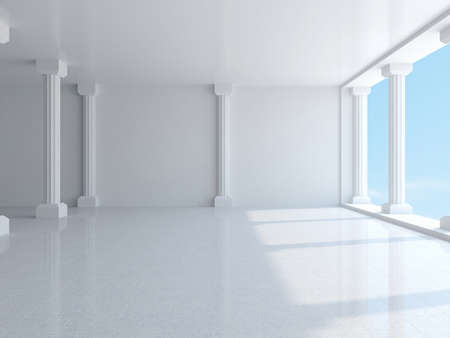 A large hall with columnsの写真素材