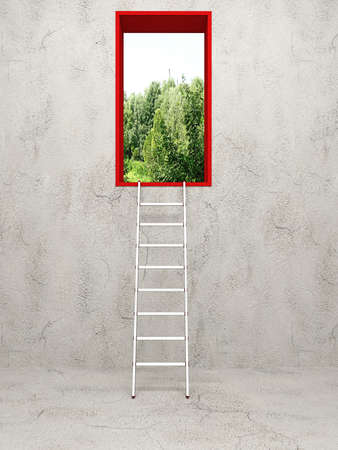 Stepladder before an exit in a concrete wall