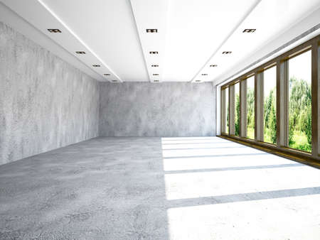 Large hall with concrete wallsの写真素材