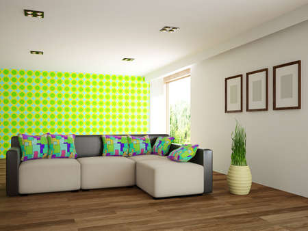 Sofa and plants near the window