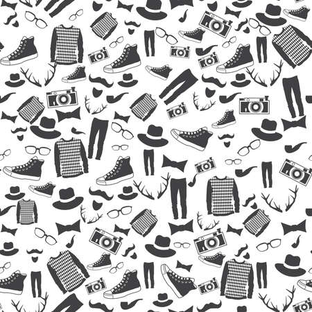 Seamless background with hipster elementsのイラスト素材