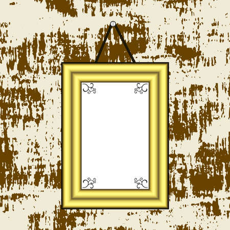 Blank picture on the old wallのイラスト素材