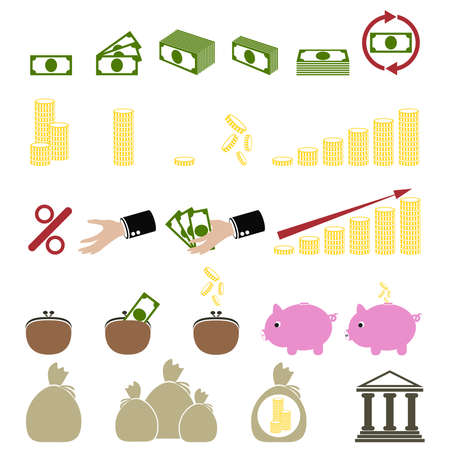 Set of the vector money and finance iconsのイラスト素材